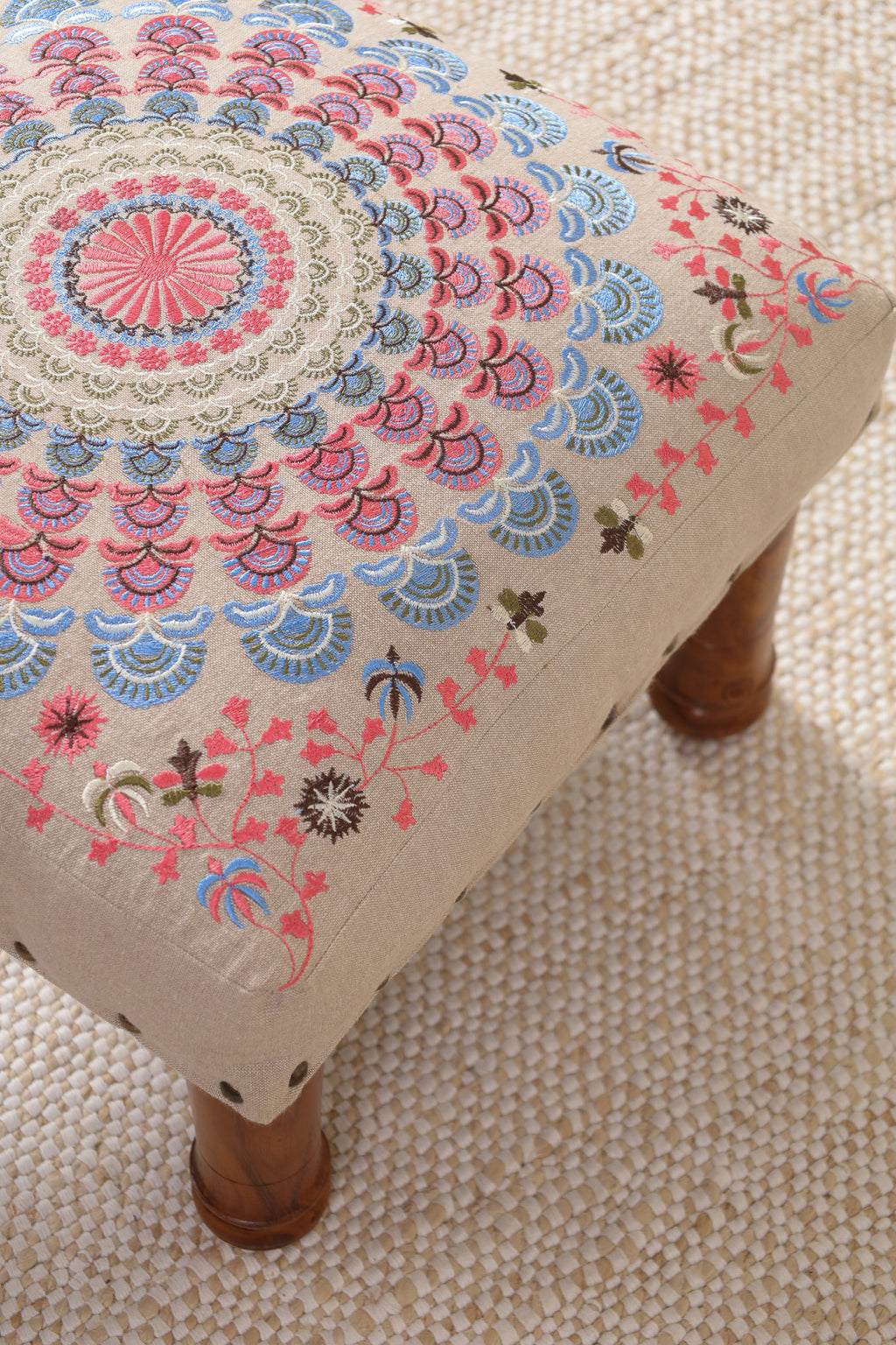 Mandala Embroidered Footstool