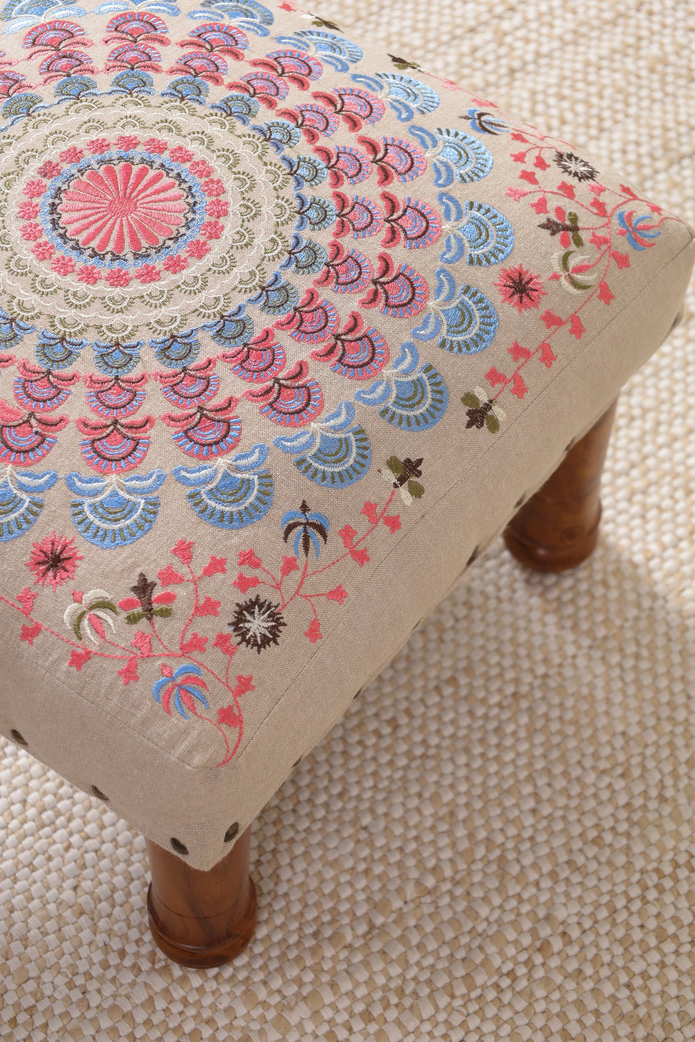 Mandala Embroidered Footstool