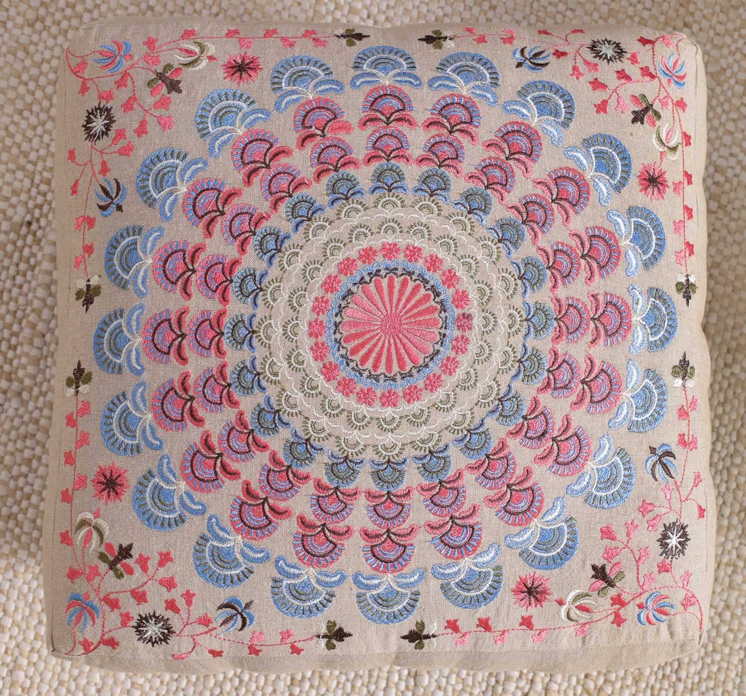 Mandala Embroidered Footstool