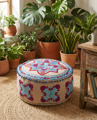 Purple Flower Fantasy Ottoman Pouf