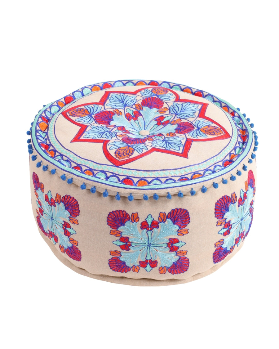 Purple Flower Fantasy Ottoman Pouf