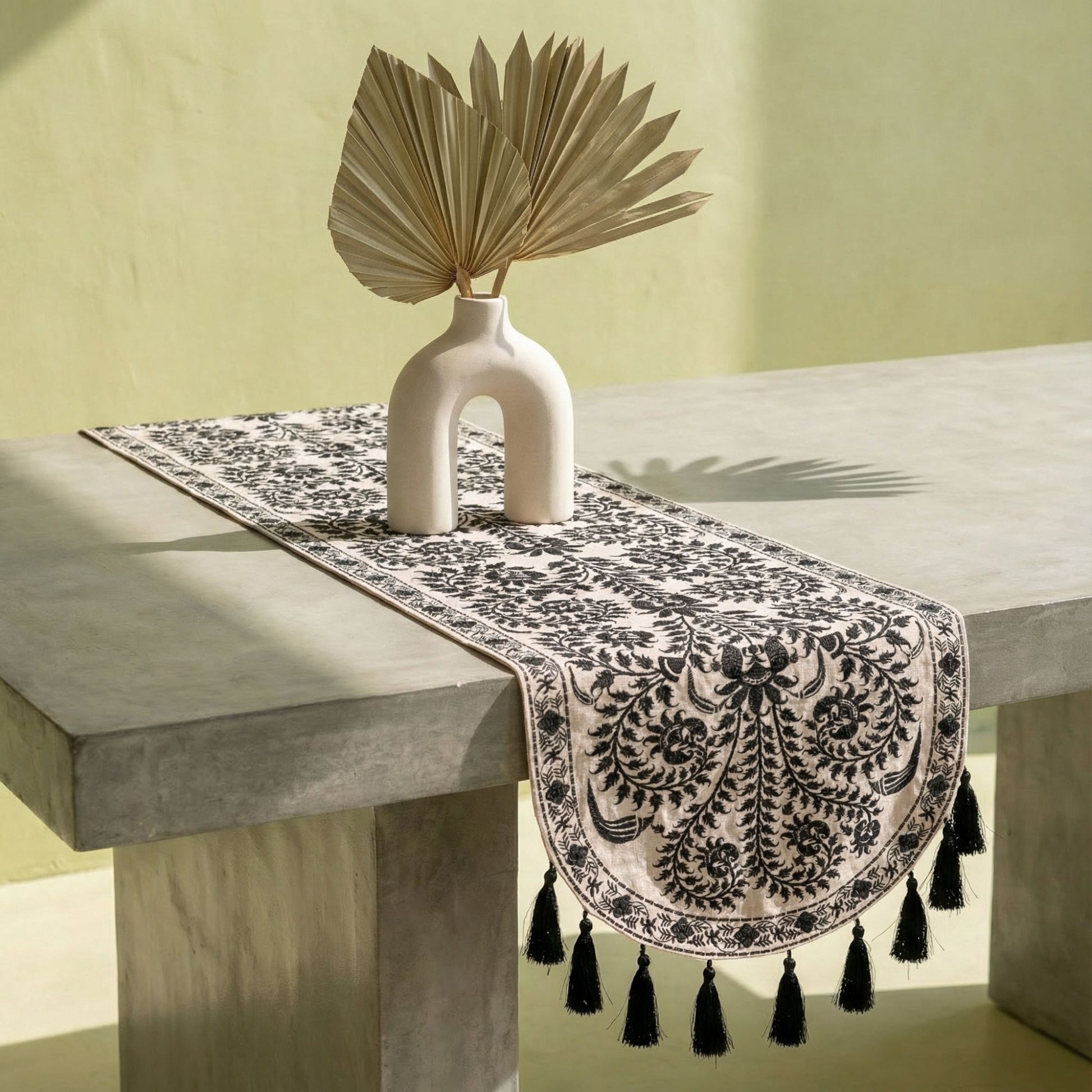 Black Wildflower Table Runner