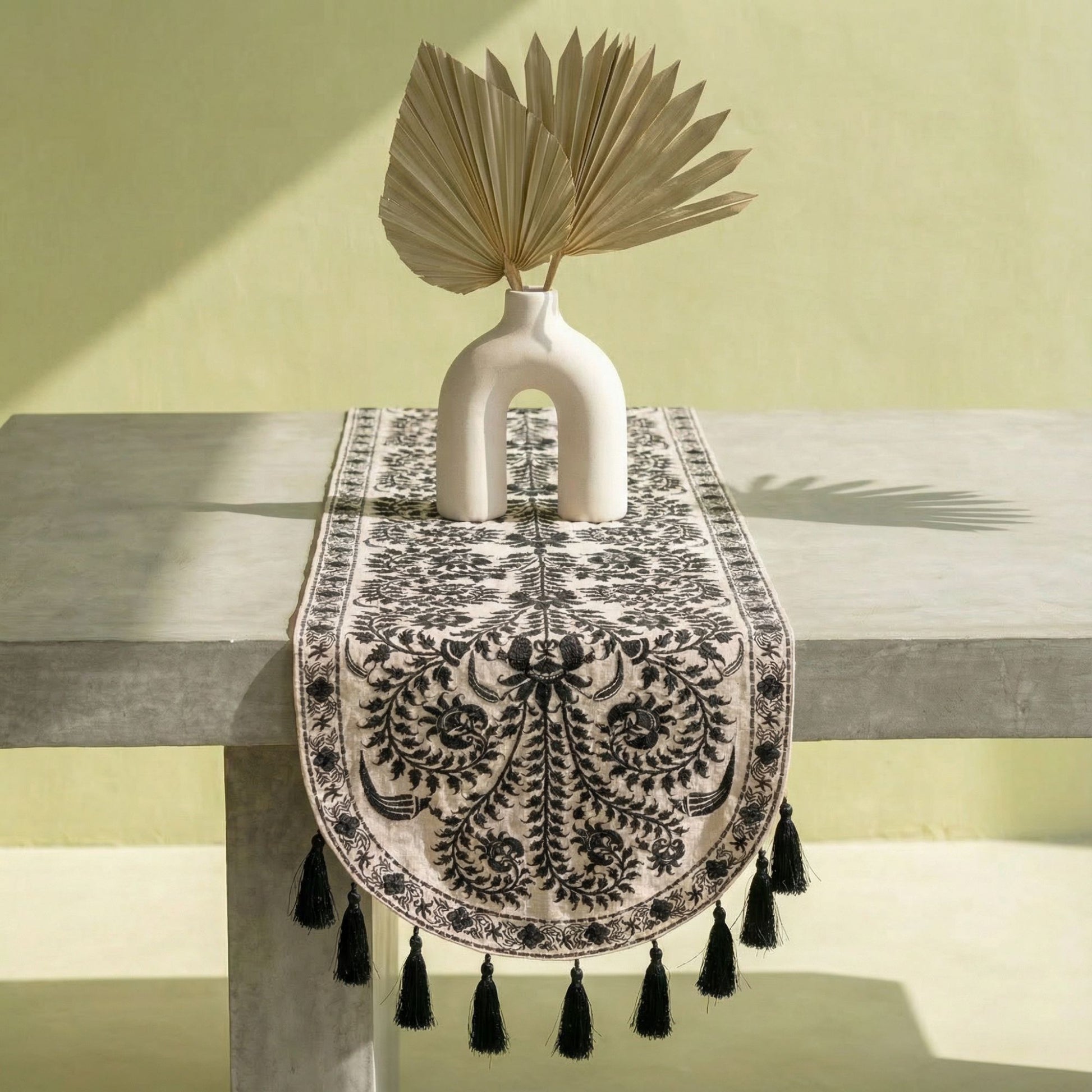 Black Wildflower Table Runner