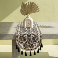 Black Wildflower Table Runner
