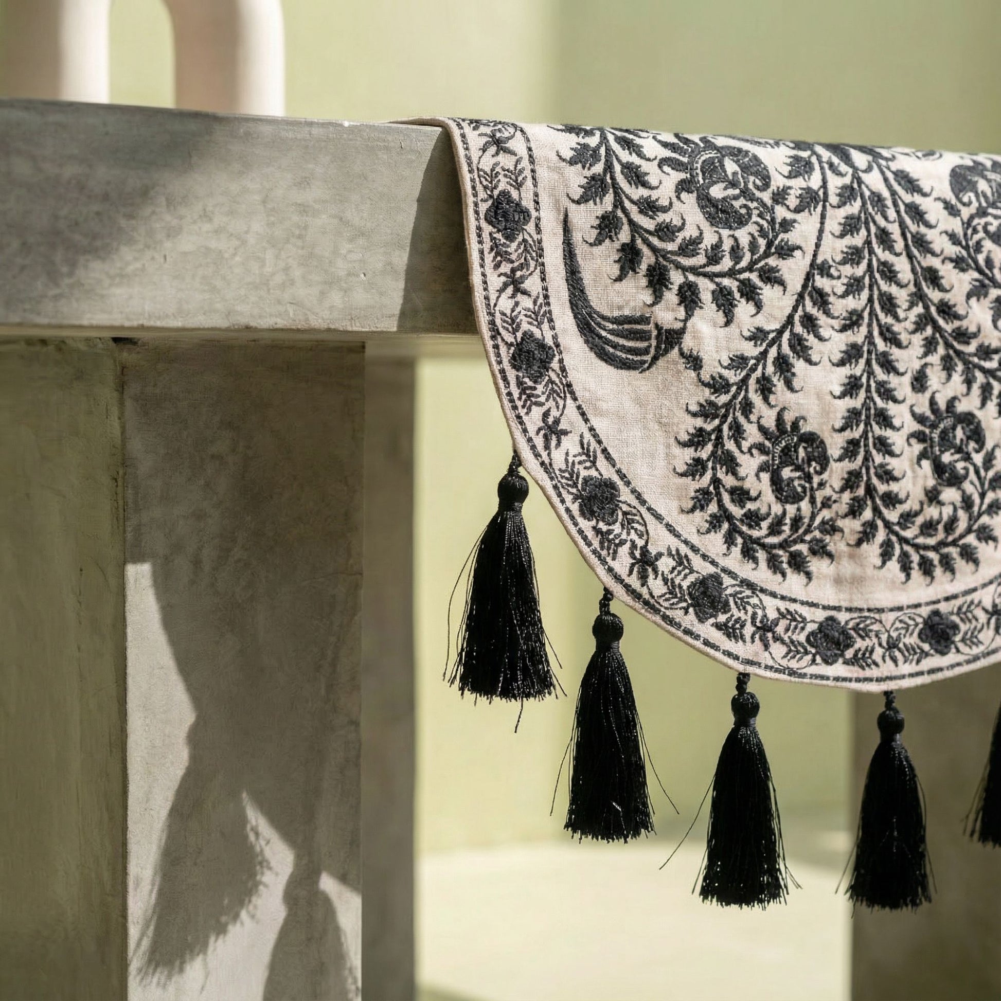 Black Wildflower Table Runner