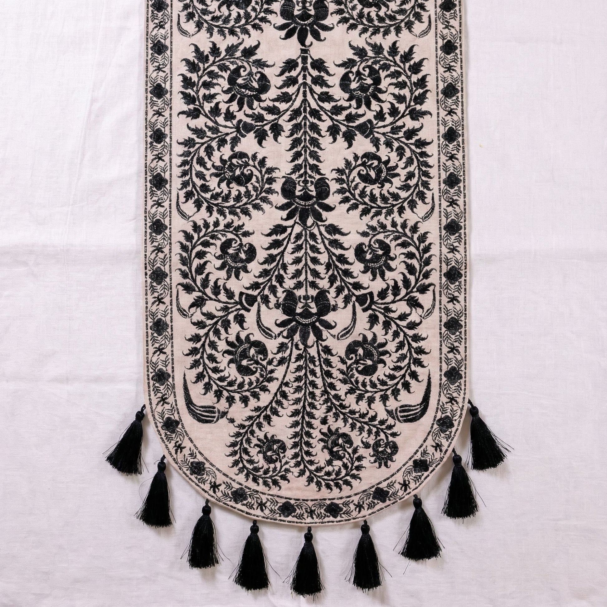 Black Wildflower Table Runner