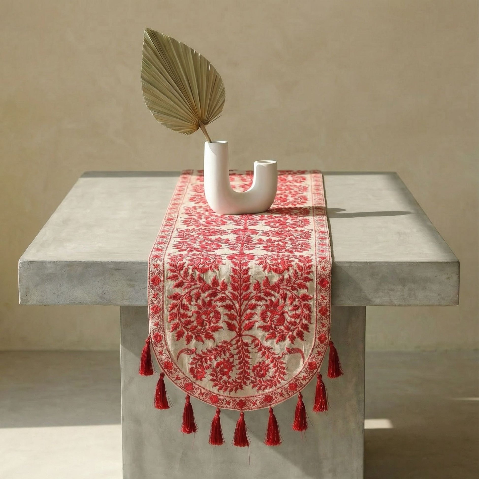 Red Wildflower Table Runner