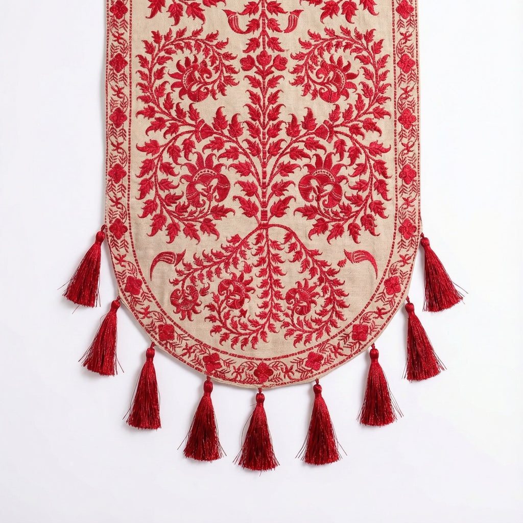 Red Wildflower Table Runner