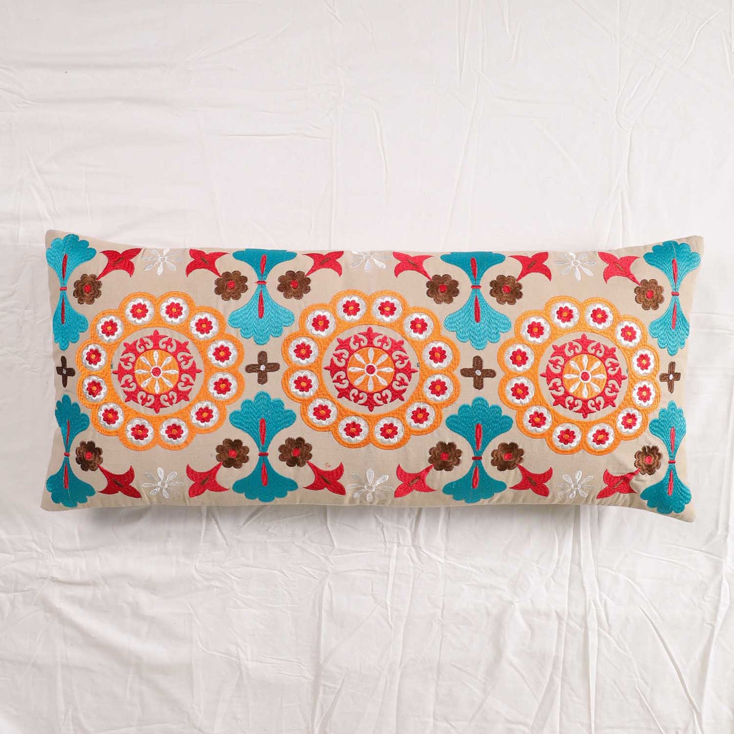 Beige Moroccan Mosaic Long Pillow