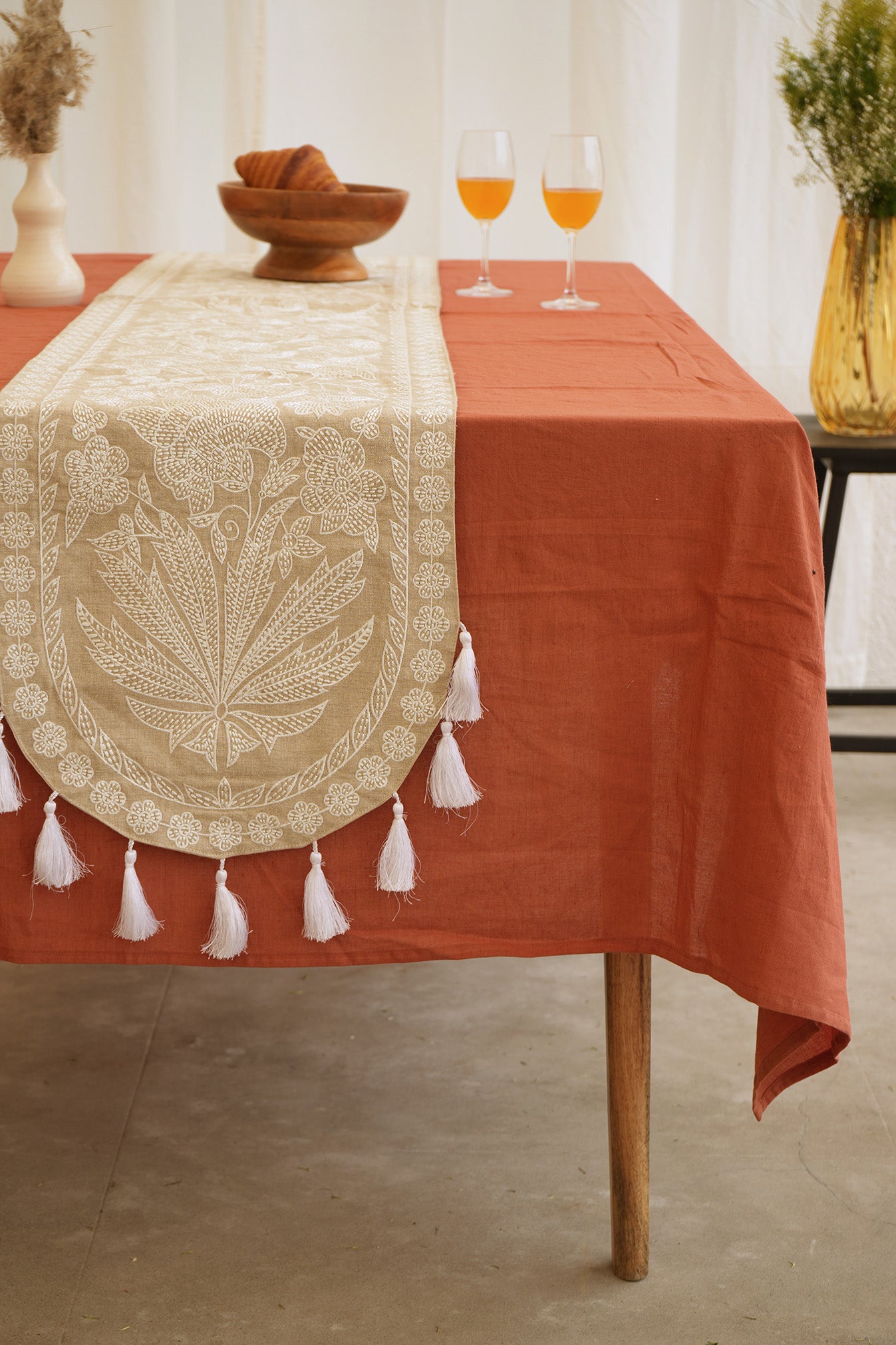 White Wanderlust Boho Chic Table Runner