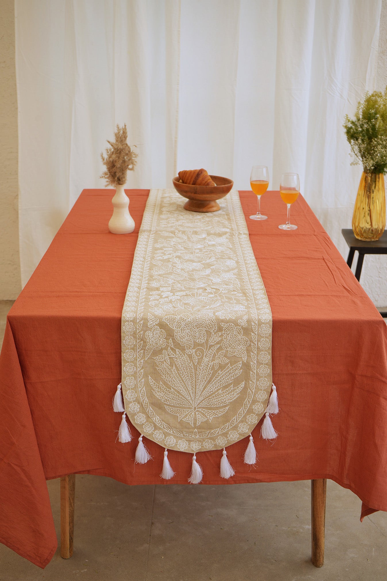 White Wanderlust Boho Chic Table Runner