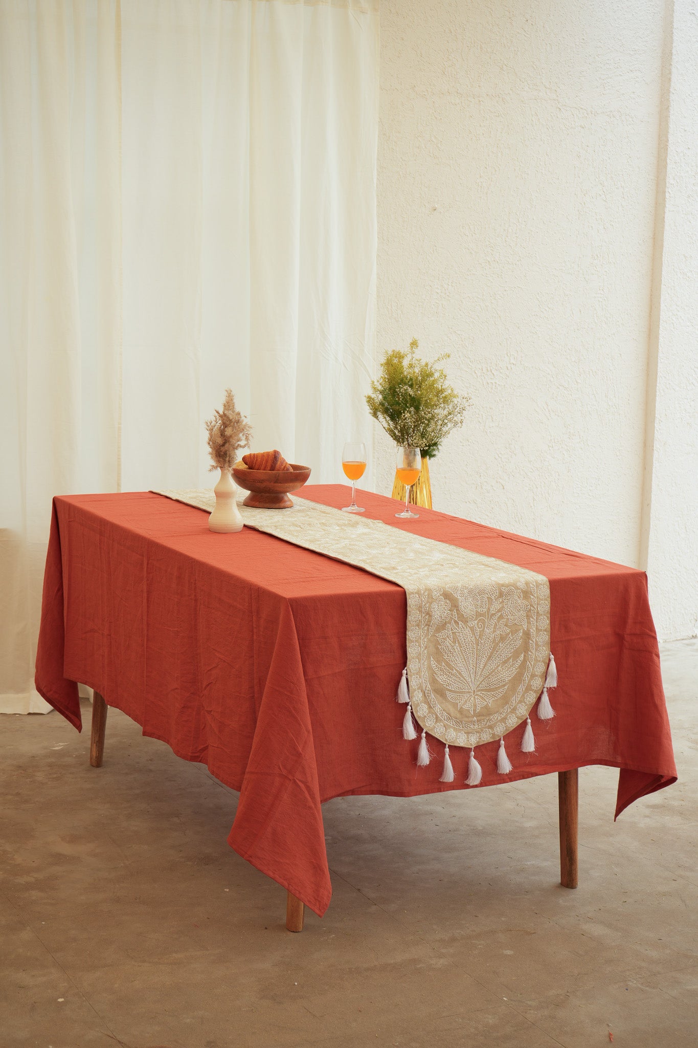 White Wanderlust Boho Chic Table Runner