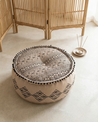 Black Gypsy Geometric Ottoman Pouf