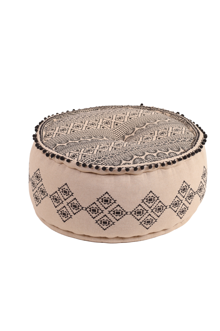 Black Gypsy Geometric Ottoman Pouf