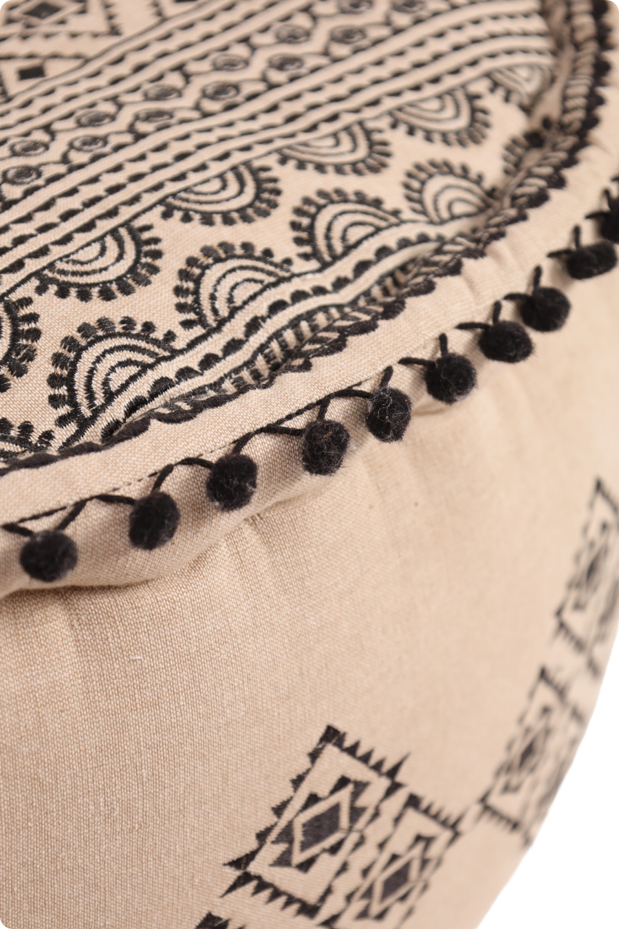 Black Gypsy Geometric Ottoman Pouf