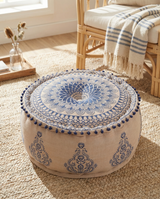 Blue Minimal Ottoman Pouf