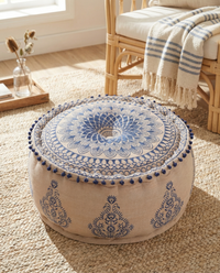 Blue Minimal Ottoman Pouf