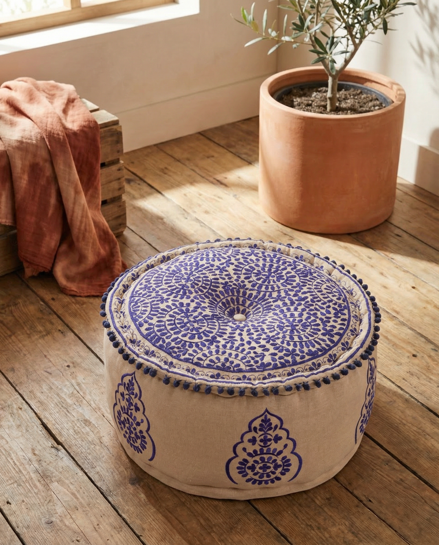 Blue Euphoria Ottoman Pouf