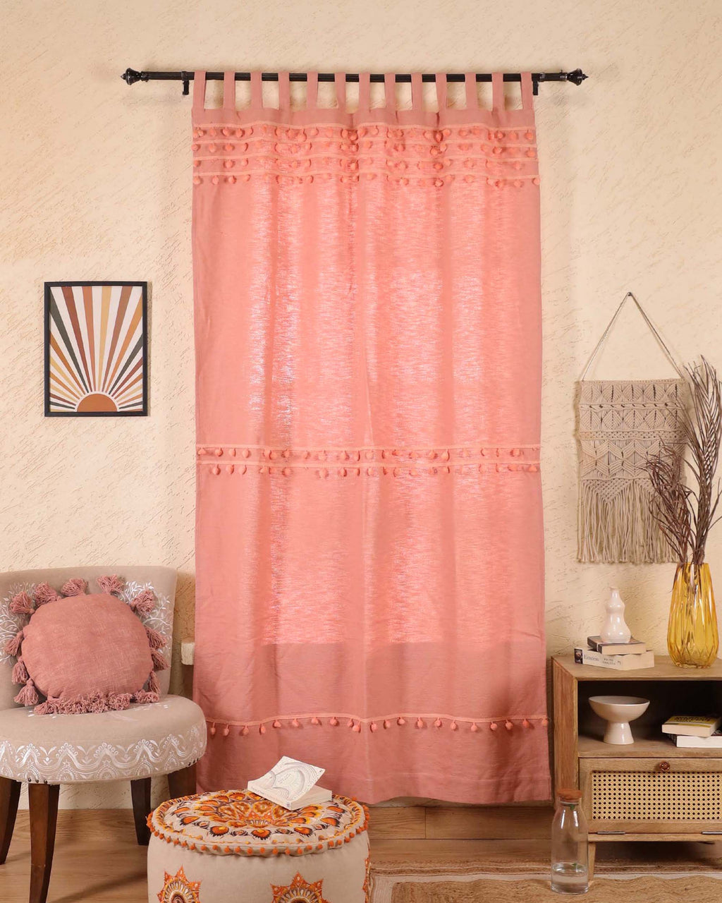 Fiesta Pom Poms Curtain - Set of 2