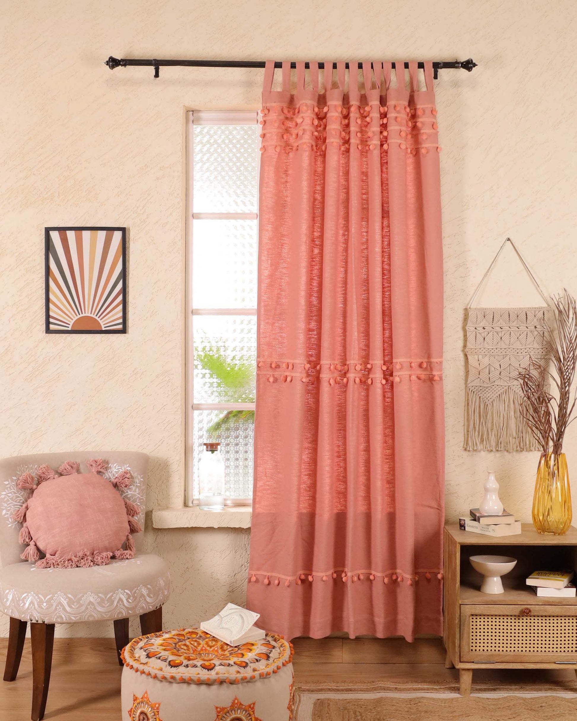 Fiesta Pom Poms Curtain - Set of 2