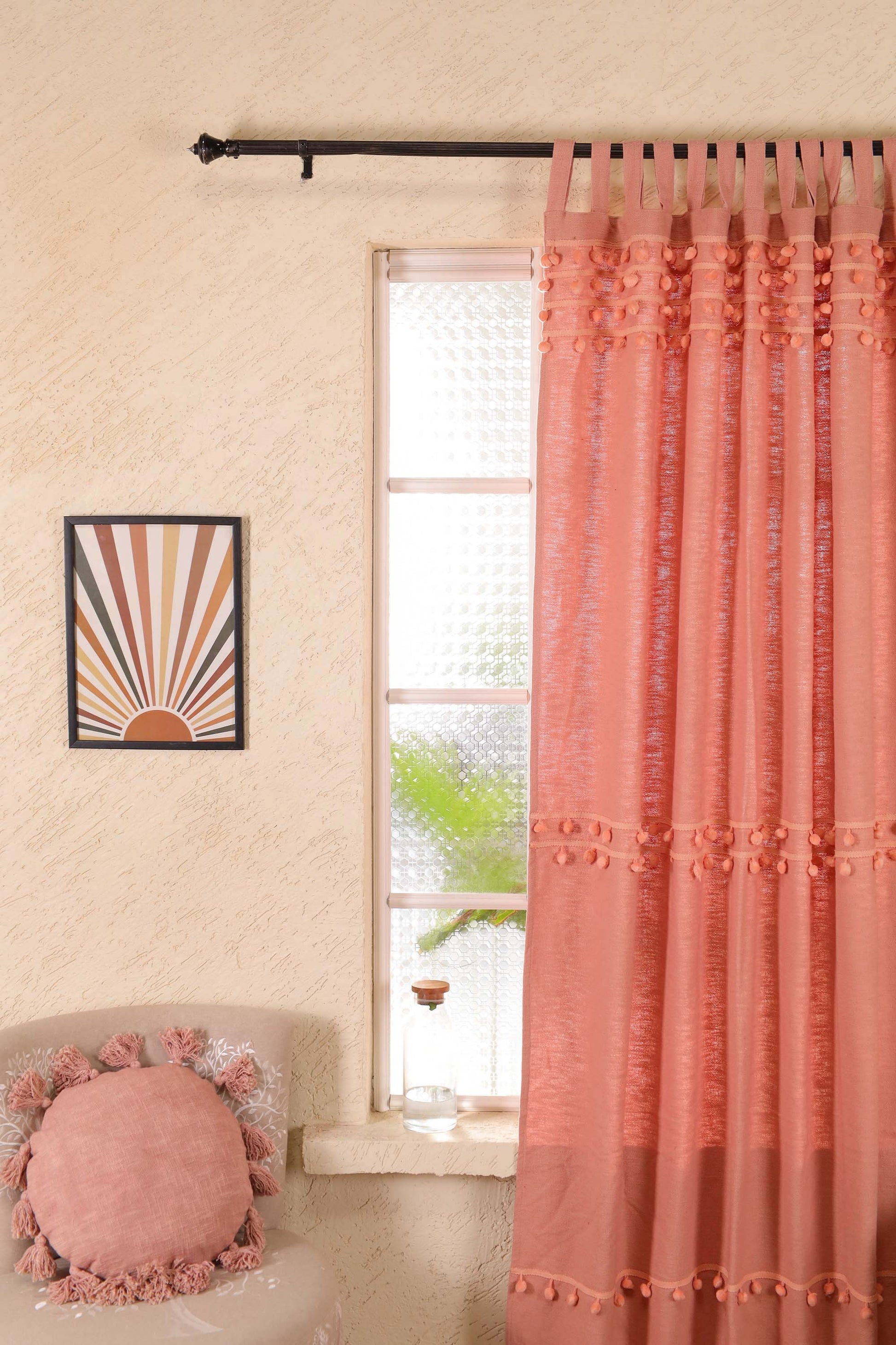 Fiesta Pom Poms Curtain - Set of 2