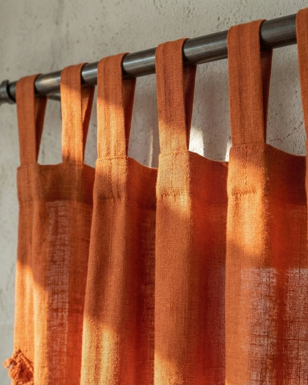 Burnt Orange Sunshine Window Curtain - Set of 2