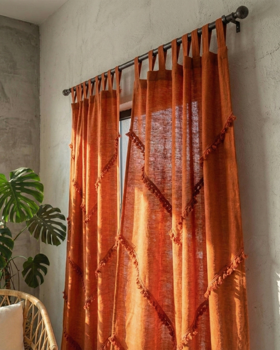 Burnt Orange Sunshine Window Curtain - Set of 2