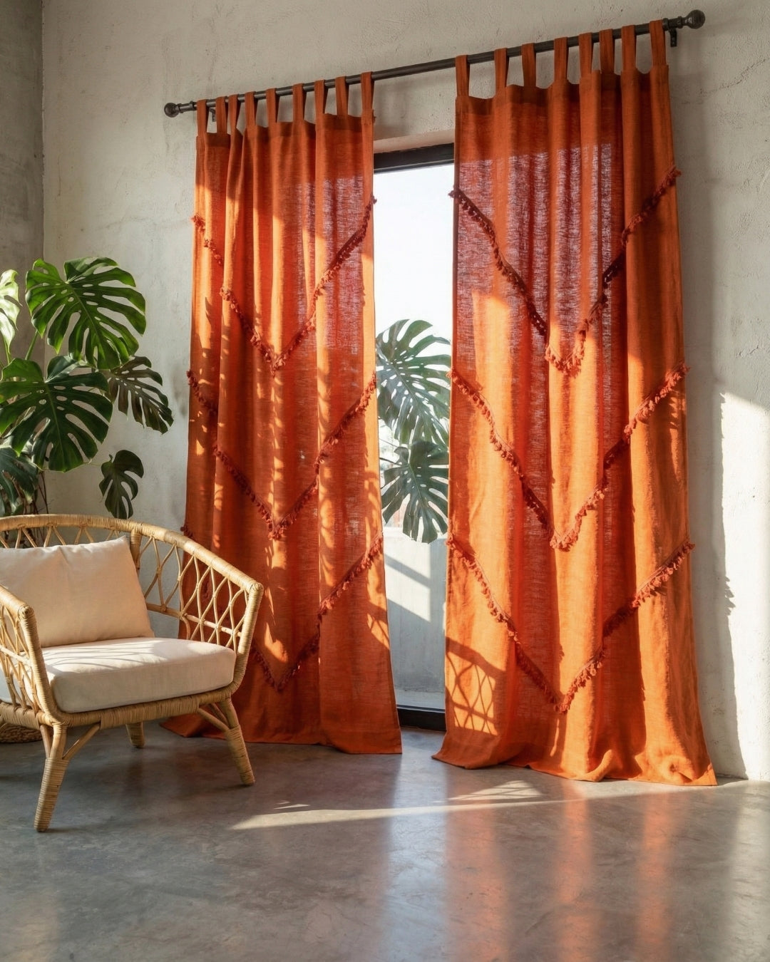 Burnt Orange Sunshine Window Curtain - Set of 2