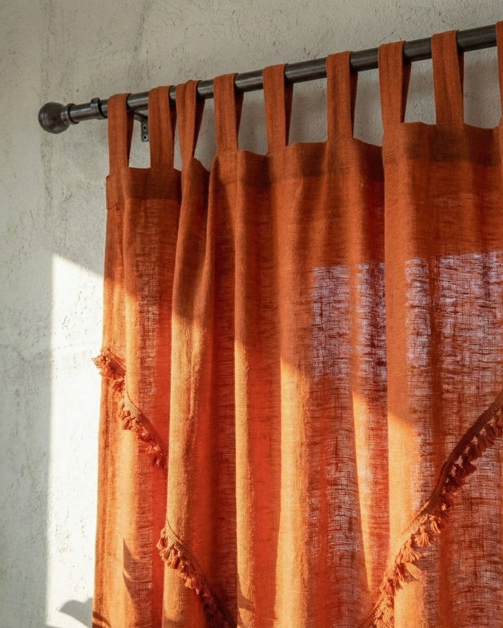 Burnt Orange Sunshine Window Curtain - Set of 2