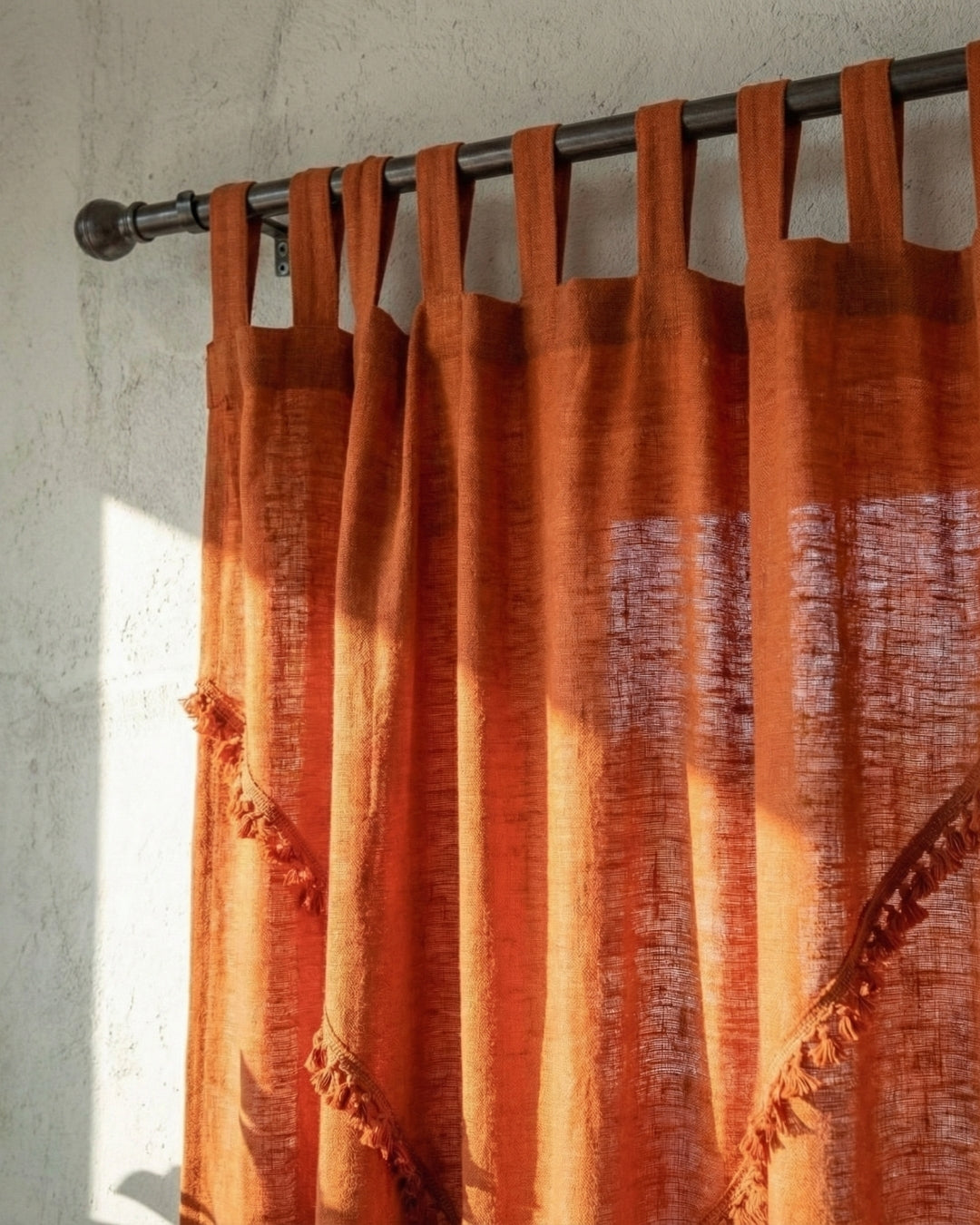Burnt Orange Sunshine Window Curtain - Set of 2