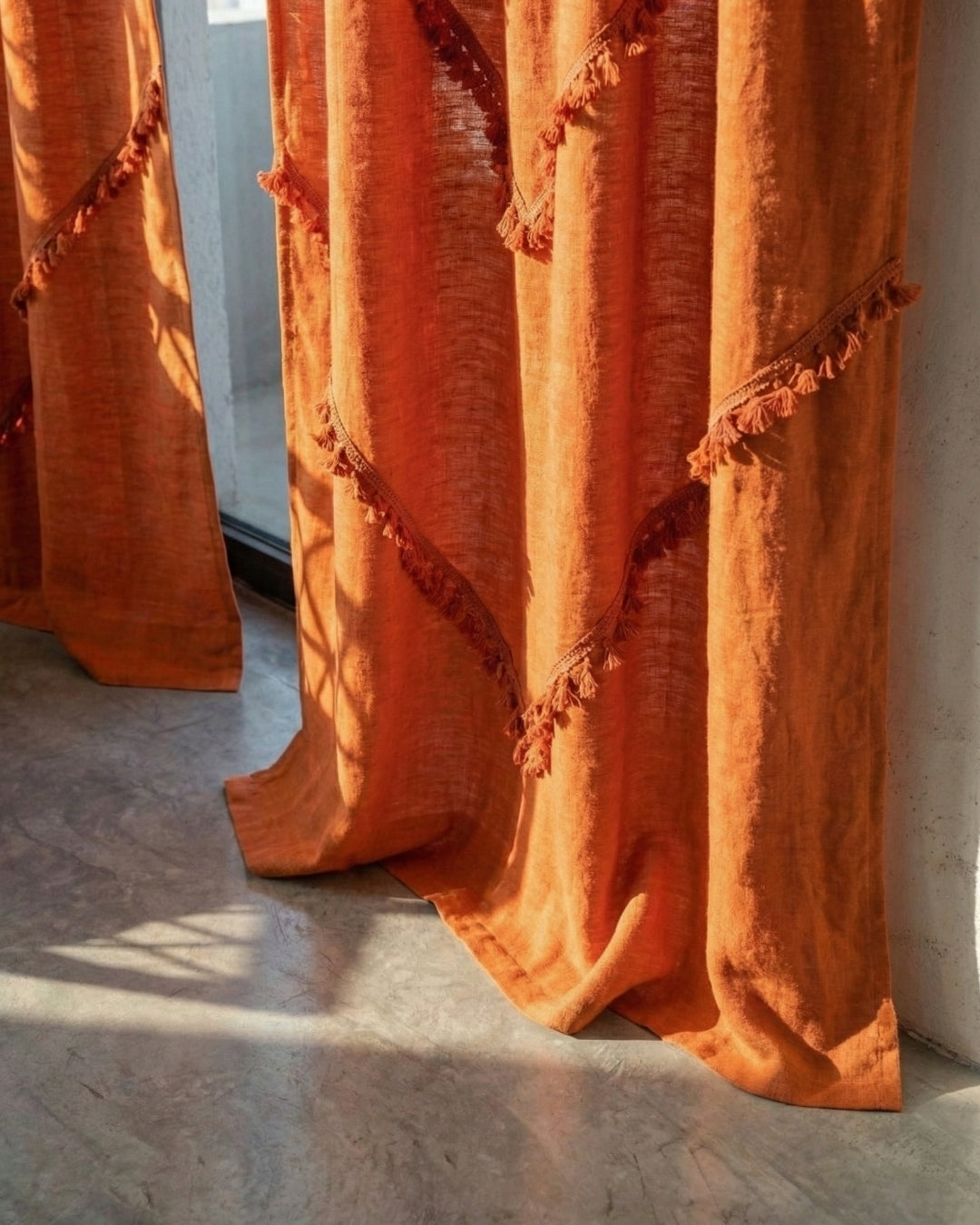 Burnt Orange Sunshine Window Curtain - Set of 2