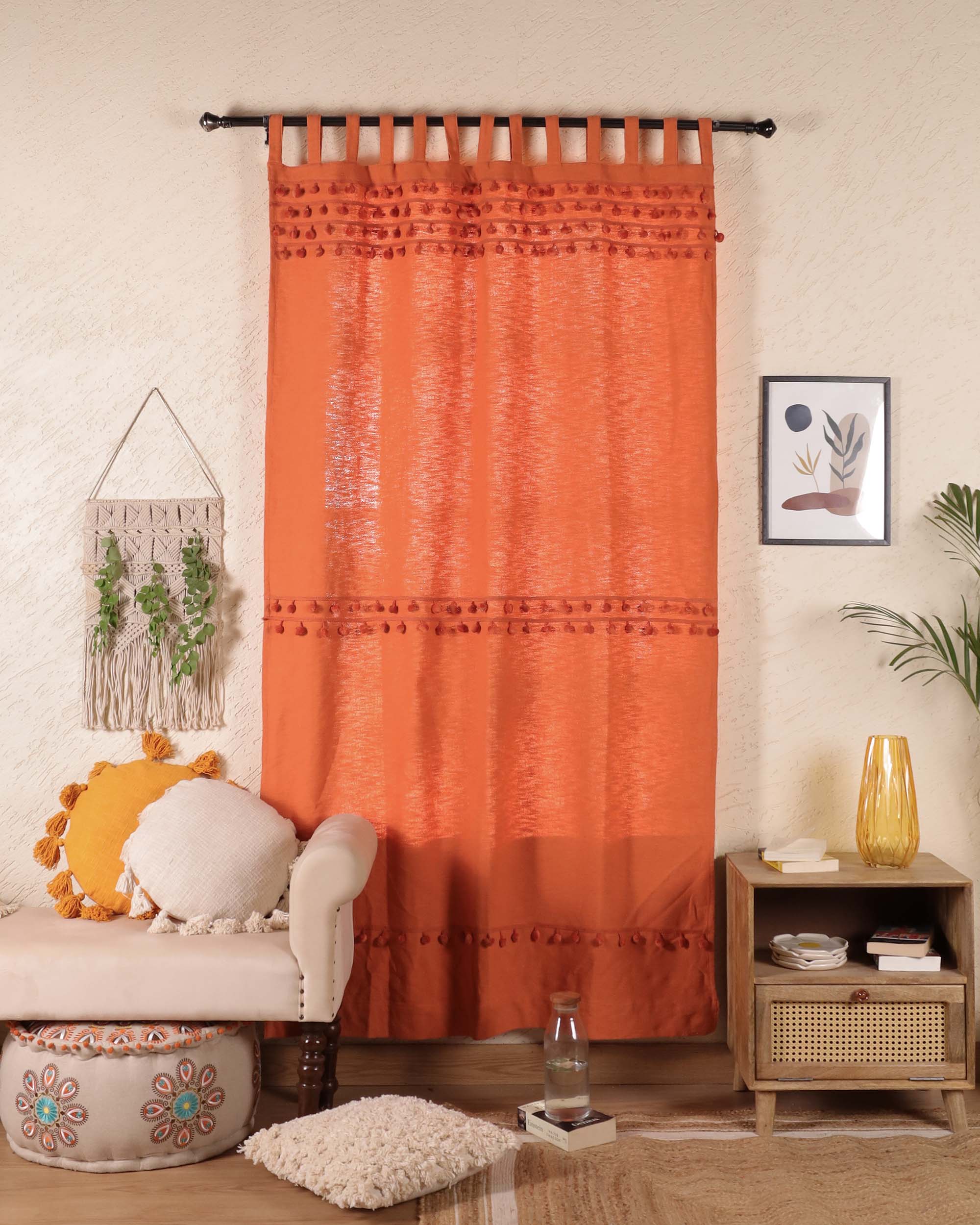 Fiesta Pom Poms Curtain - Set of 2