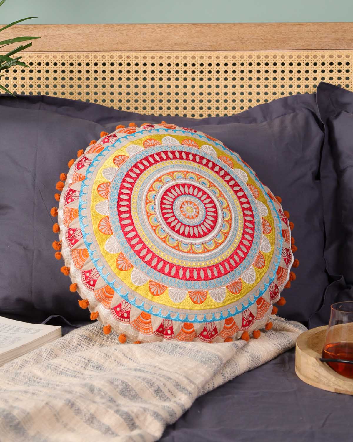 Yellow Geometric Gathering Floor Cushion Cover