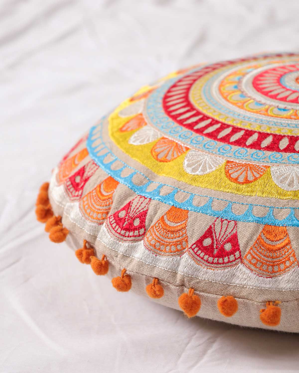 Yellow Geometric Gathering Floor Cushion Cover