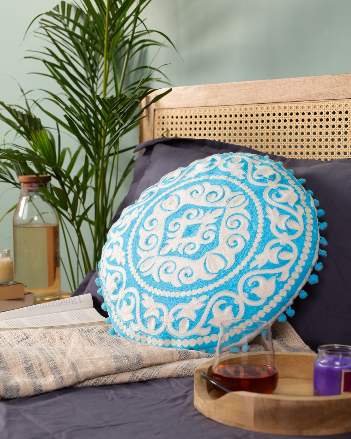 Blue Cozy Corner Floor Cushion Cover