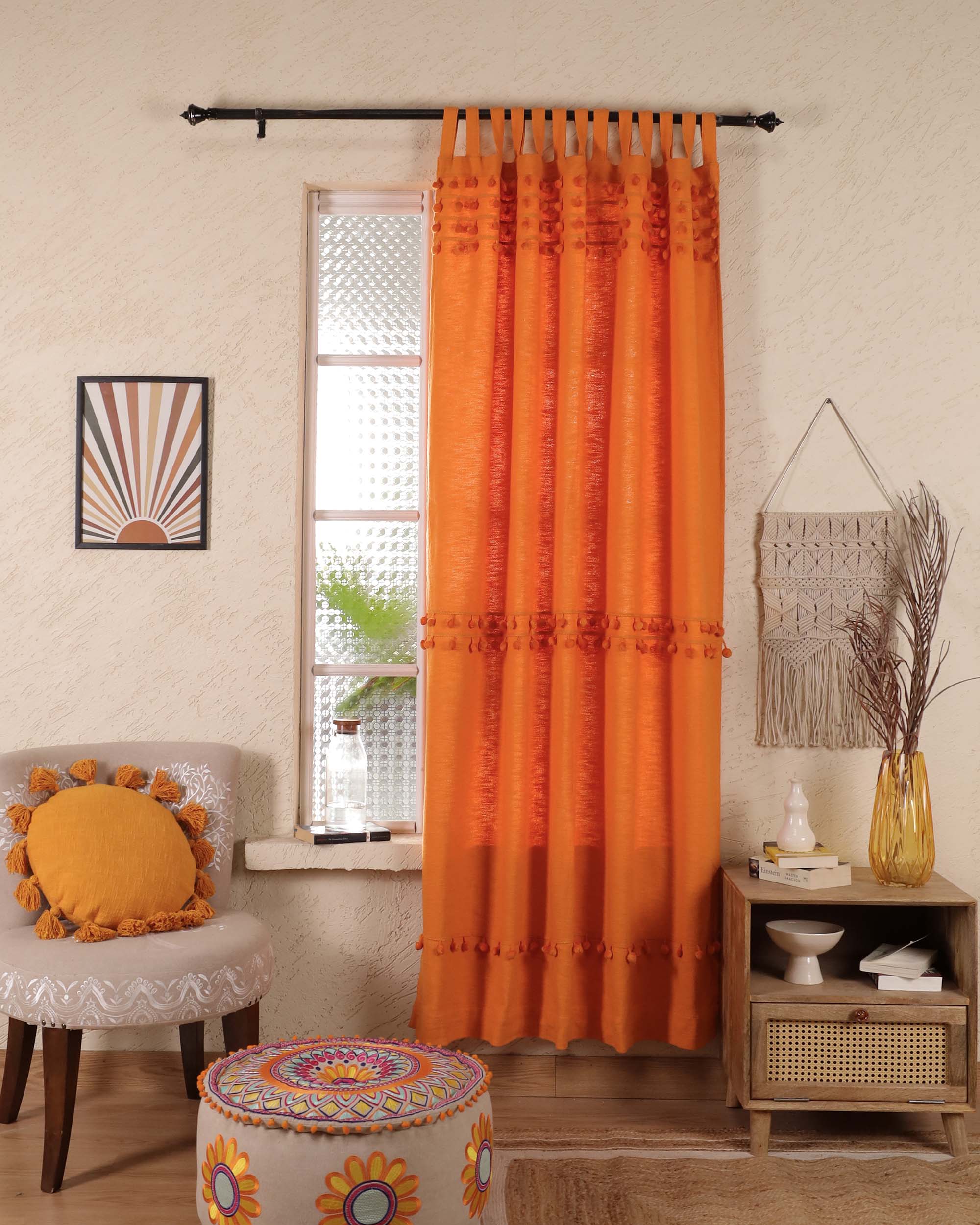 Fiesta Pom Poms Curtain - Set of 2