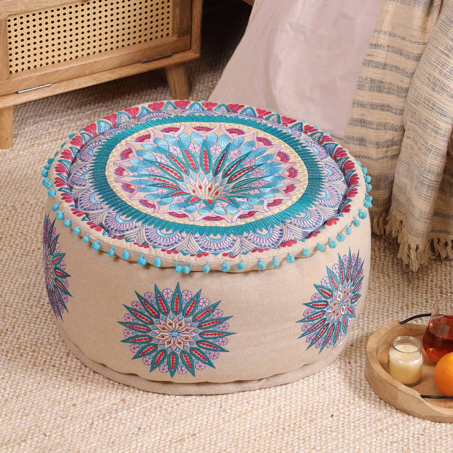 Purple Geometric Fantasy Ottoman pouf