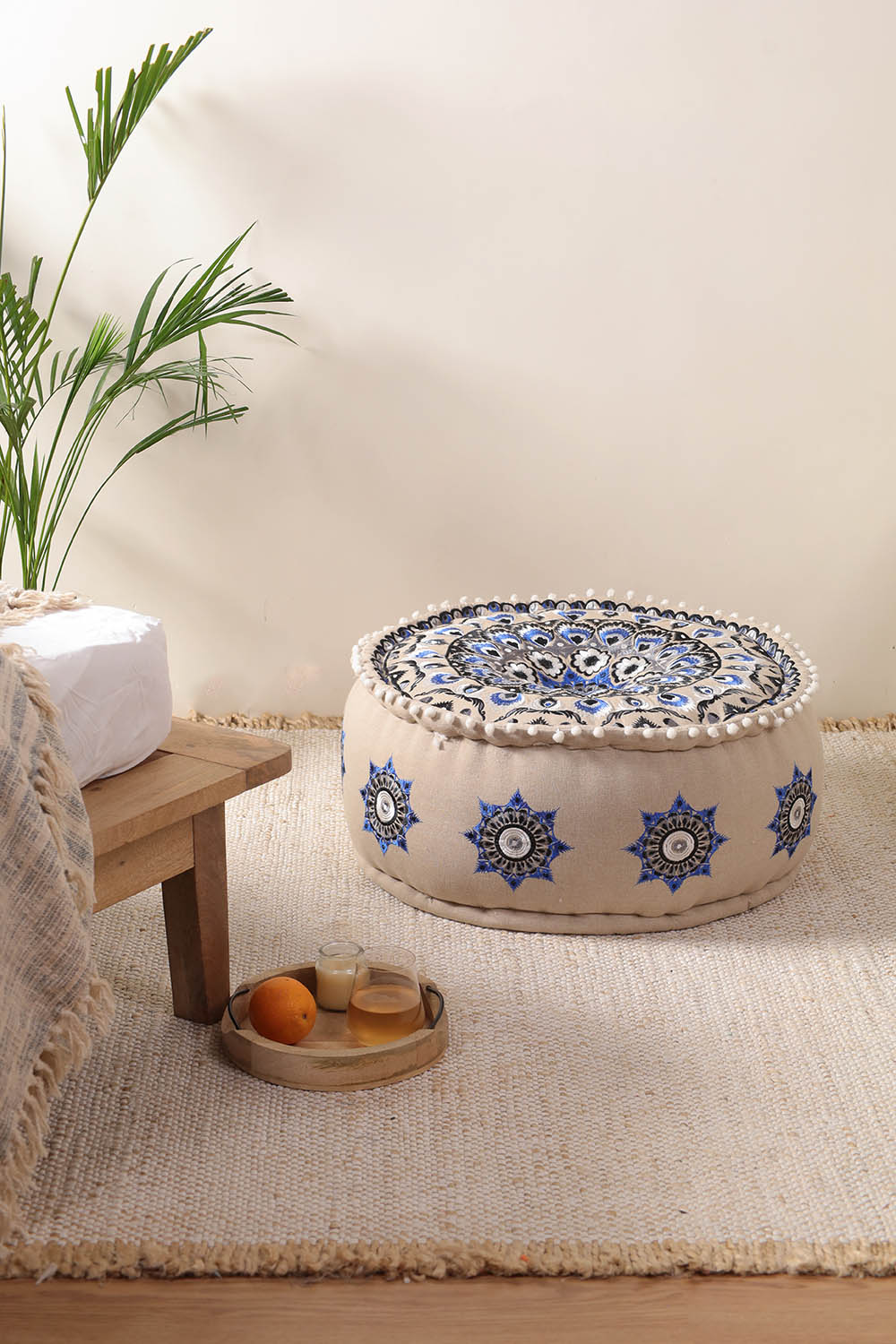 Gray Petal Ottoman Pouf