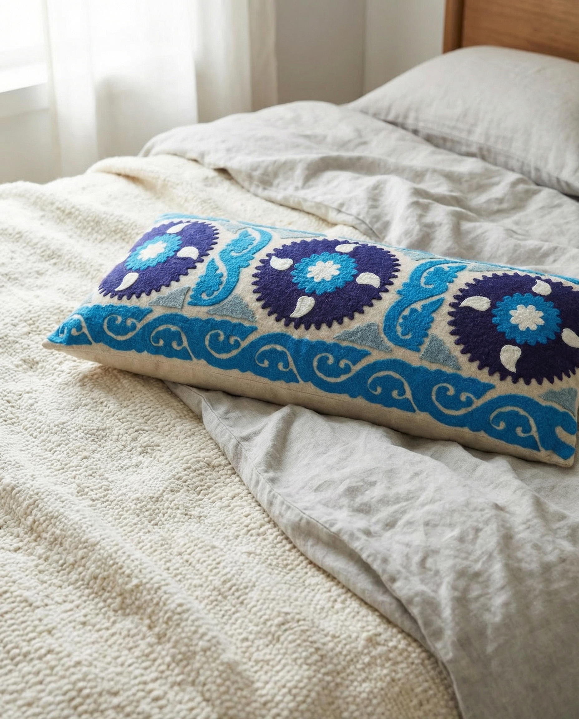 Blue Nomad Nest Long Pillow Cover