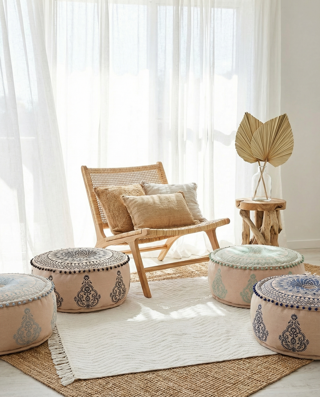 Blue Minimal Ottoman pouf