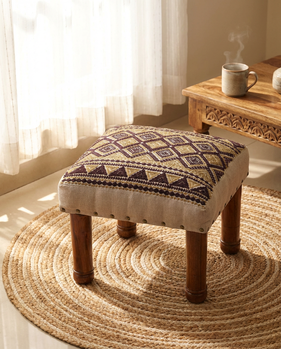 Golden Petal Footstool