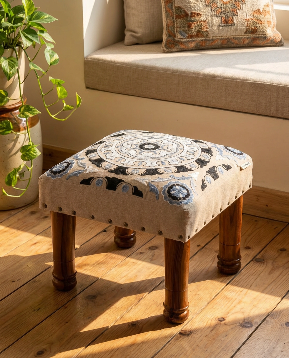Patterned Perch Footstool
