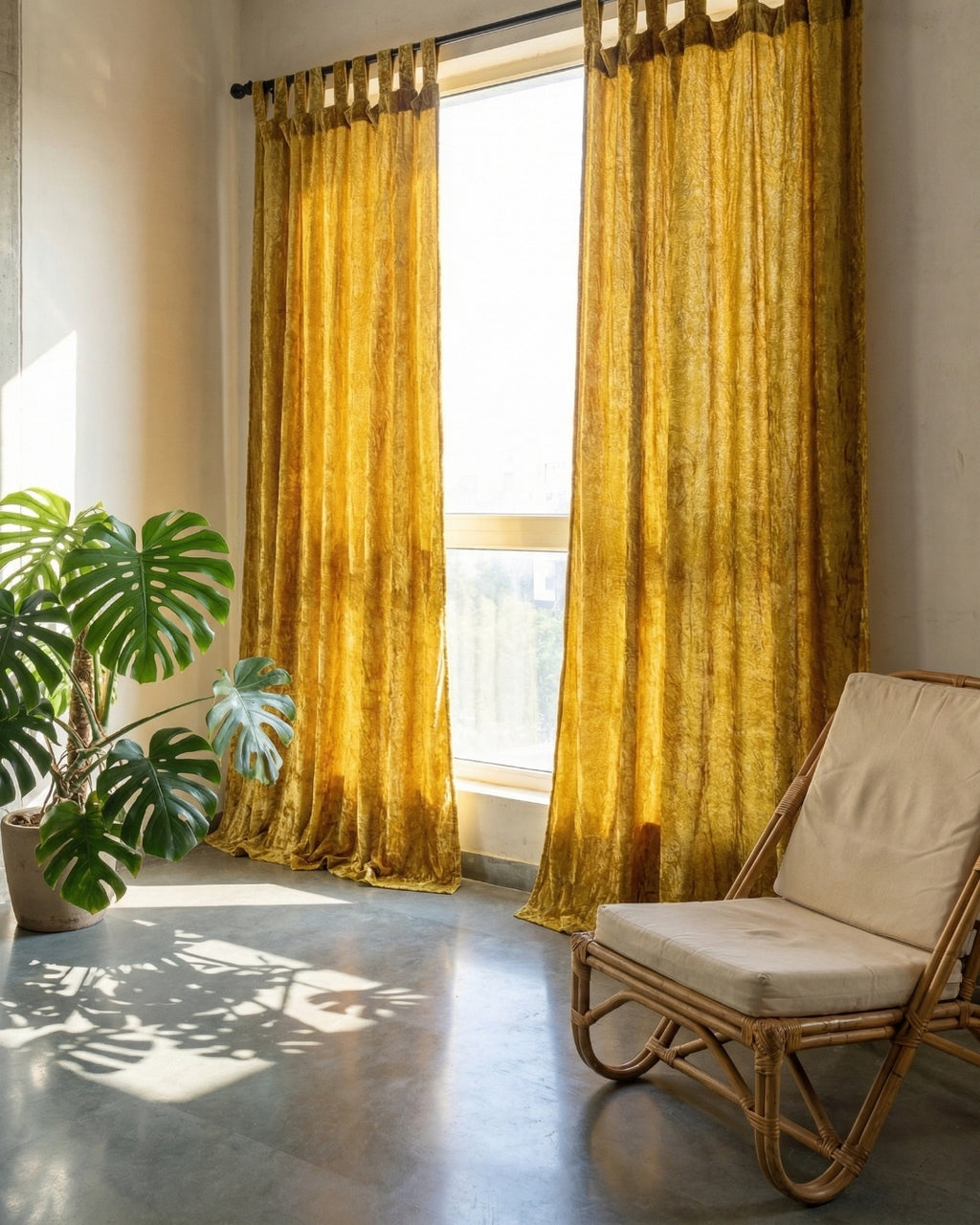 Mustard Velvet Noir Curtains - Set of 2