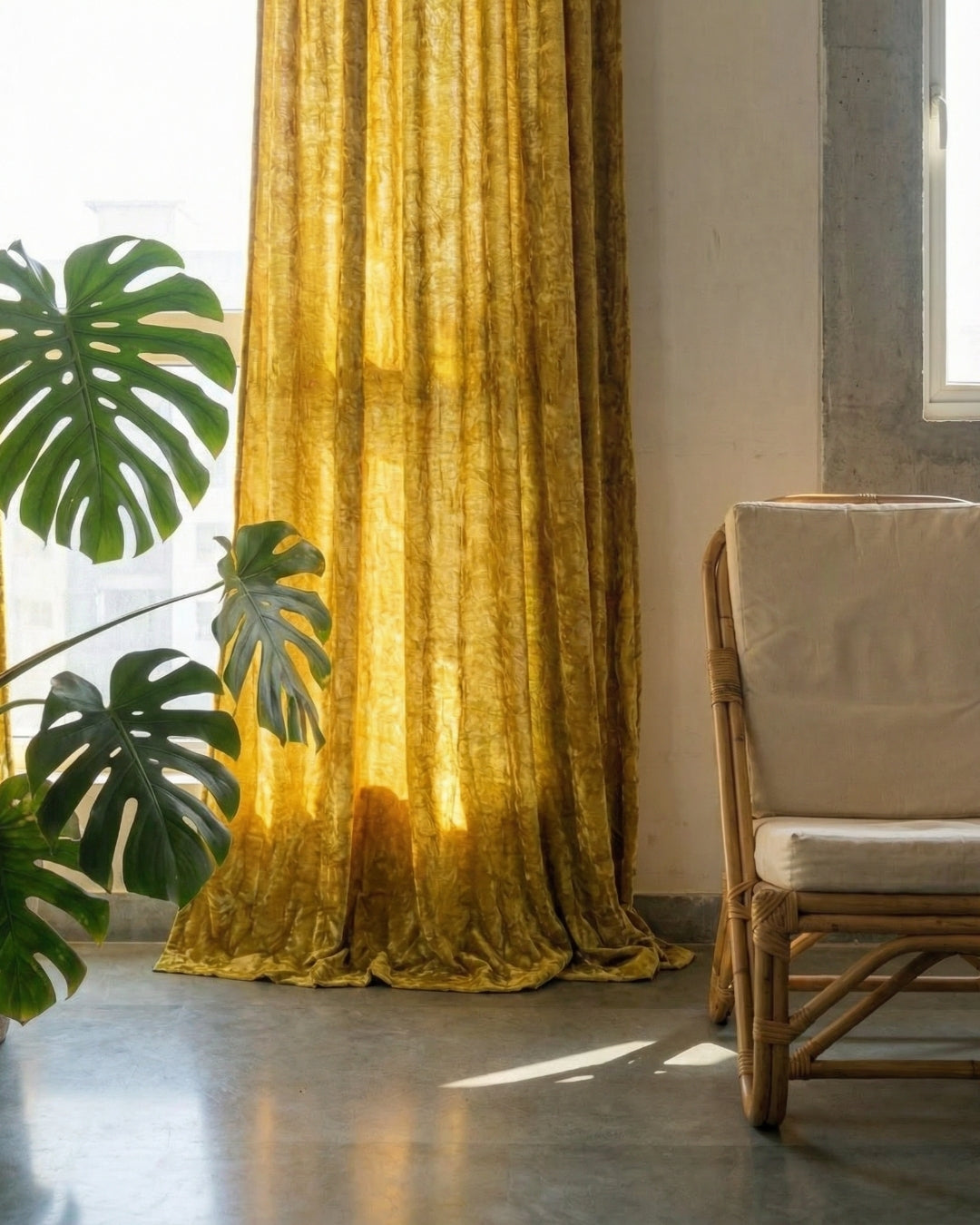 Mustard Velvet Noir Curtains - Set of 2