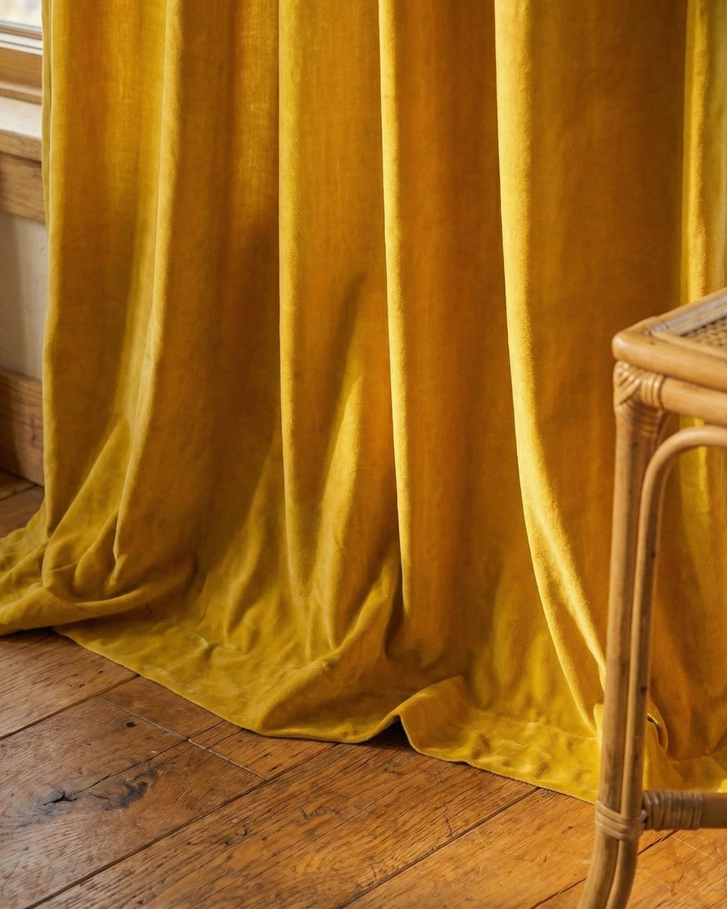 Mustard Velvet Serenity Curtains - Set of 2