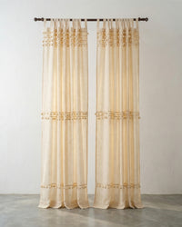 Natural Fiesta Pom Poms Curtain - Set of 2