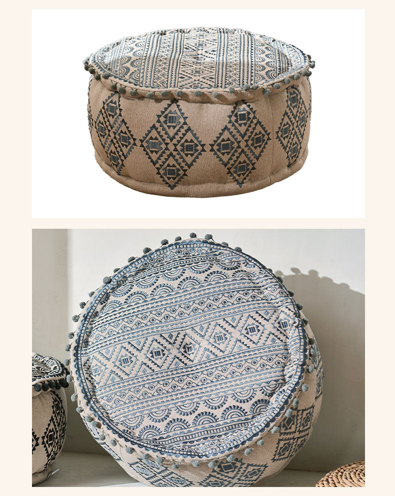 Gray Gypsy Geometric Ottoman pouf - I