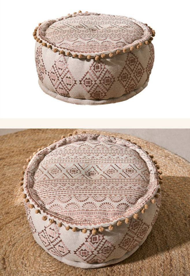 Brown Gypsy Geometric Ottoman pouf - I