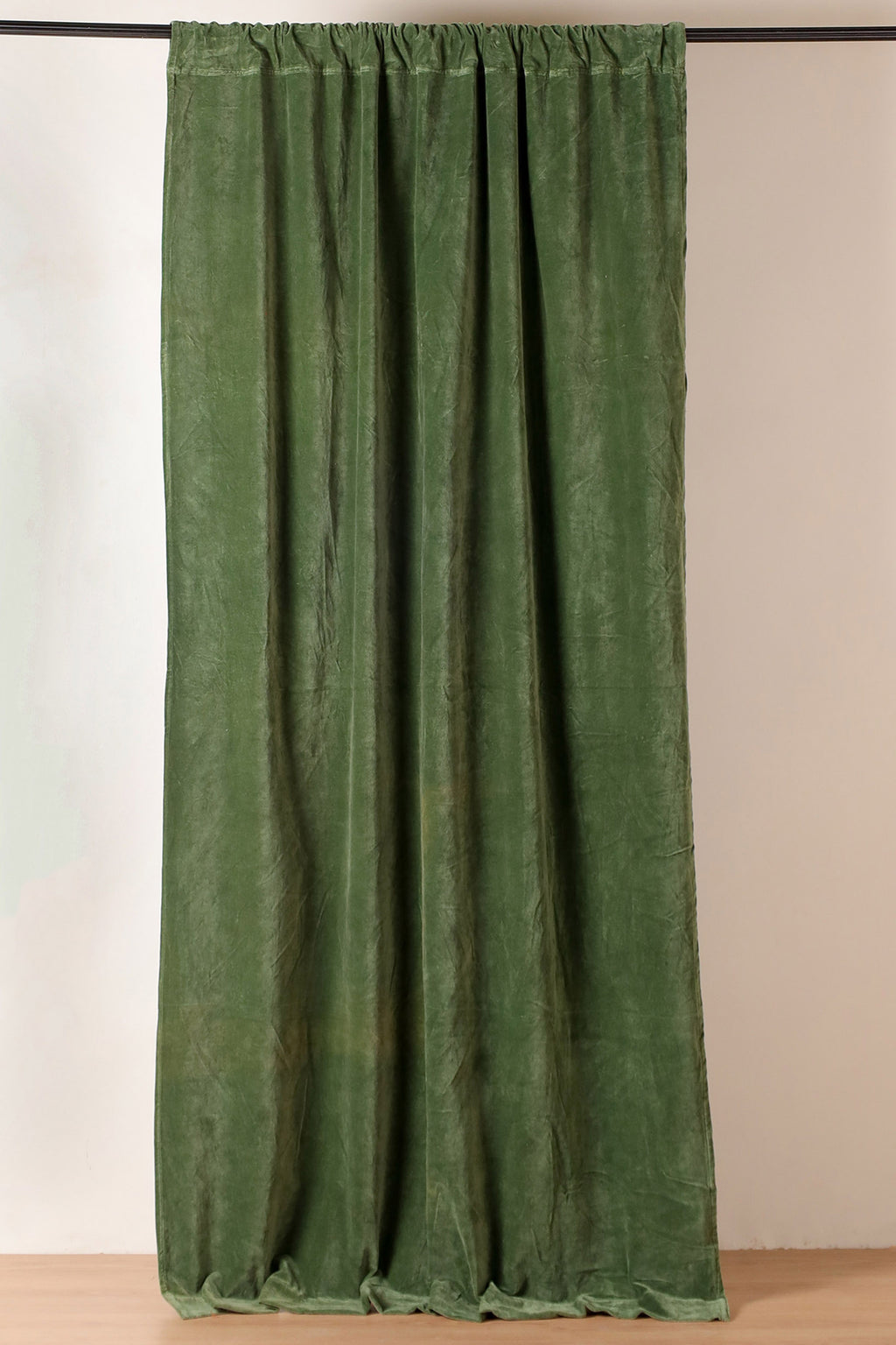 Olive Green Velvet Serenity Curtains - Set of 2