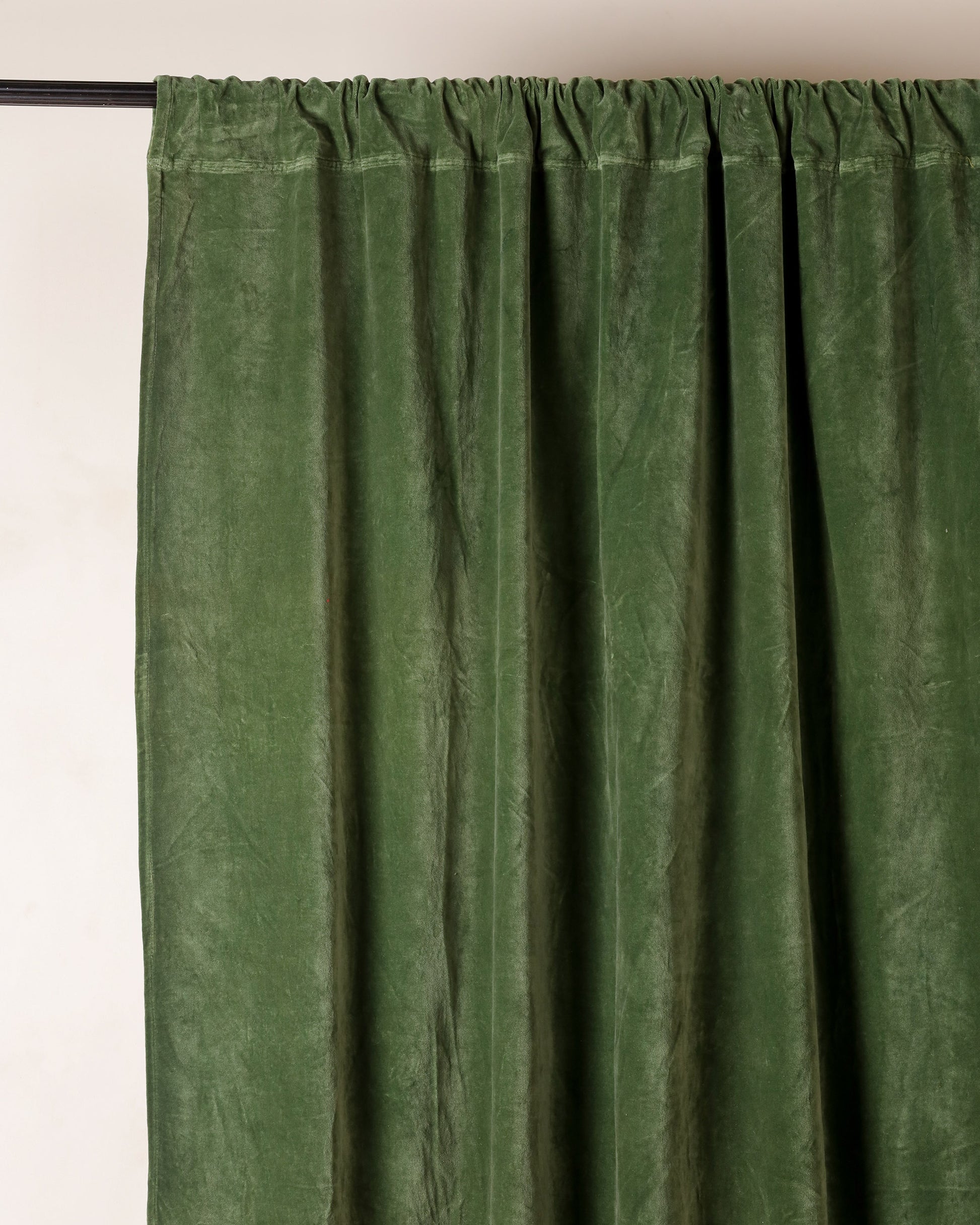 Olive Green Velvet Serenity Curtains - Set of 2